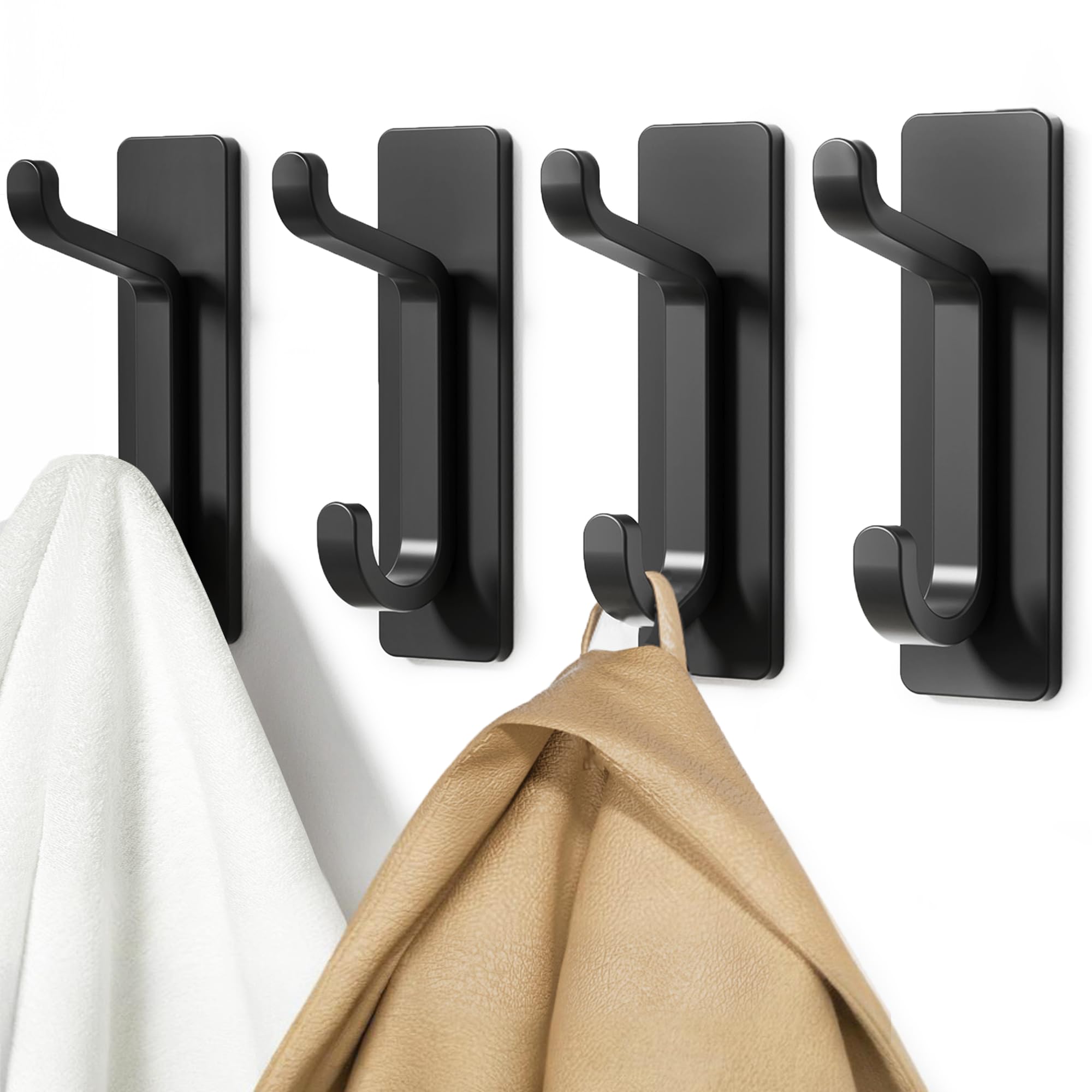 pickpiff 13LB Strong Stick-on Hooks for Coat & Towel, Silver 6 Pack