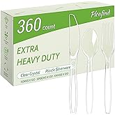 Pleafind 360 Count Plastic Silverware - 7 Inch Heavy Duty, Food Grade Plastic Utensils Set for Family Gatherings, Picnics & Everyday Use, Disposable Silverware with 120 Forks, Spoons and Knives