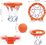 Vicloon Baby Bath Toys Bath Basketball Hoop Set with 5 Balls Suction Cup view 2