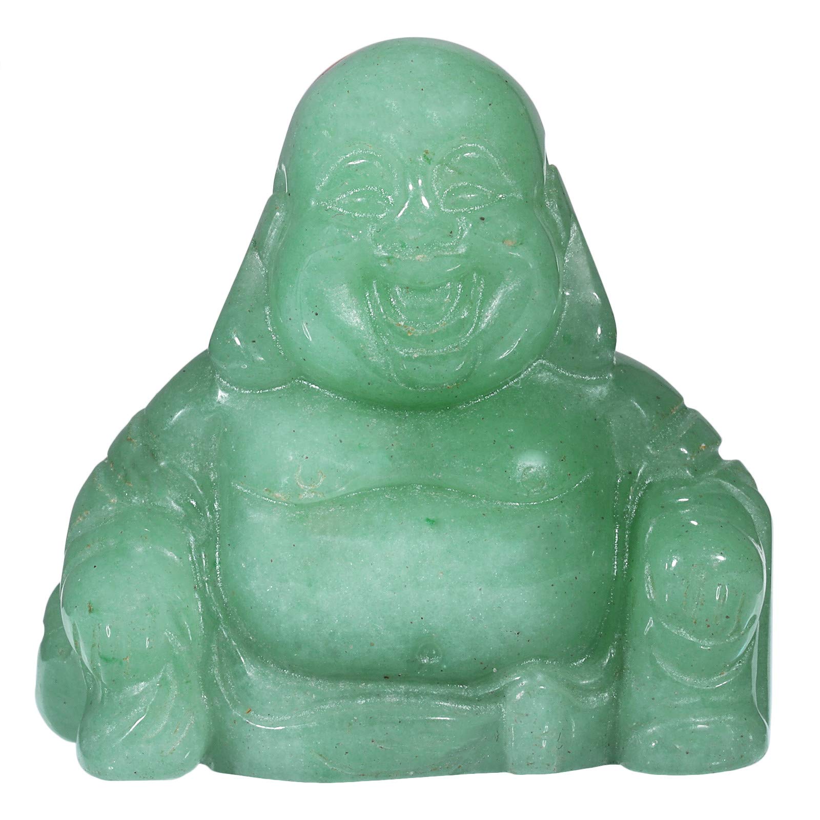 mookaitedecor Green Aventurine Happy Laughing Crystal Buddha Statue Small Ornament for Home, Buddhism Gift Carved Buddha Figure Good Luck Charm Pocket Stone Table Desk Home Decoration 1.5 inch — image 1