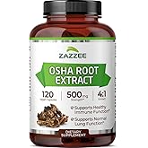 Zazzee OSHA Root 4:1 Extract, 500 mg Strength, 120 Vegan Capsules, 4 Month Supply, Concentrated and Standardized 4X Extract, 100% Vegetarian, Ligusticum porteri, All-Natural and Non-GMO