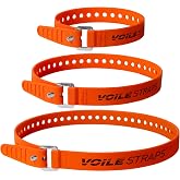 Voile Straps&reg; 3 Pack &ndash; Aluminum Buckle | 3-Pack of Heavy-Duty UV-Resistant Polyurethane Straps | 15", 20", and 25" | Outdoor, Bikepacking, Repairs &ndash; Made in USA (Orange)