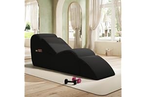 SYFERLORY Yoga Chairs for Adults, Chaise Lounge Chair, Chaise Lounge with Waist Pad, Foot Pad, Side Pockets, High Density Foam Non-Slip Bottom, Yoga Chair for Relaxation Stretching Exercise (Black)