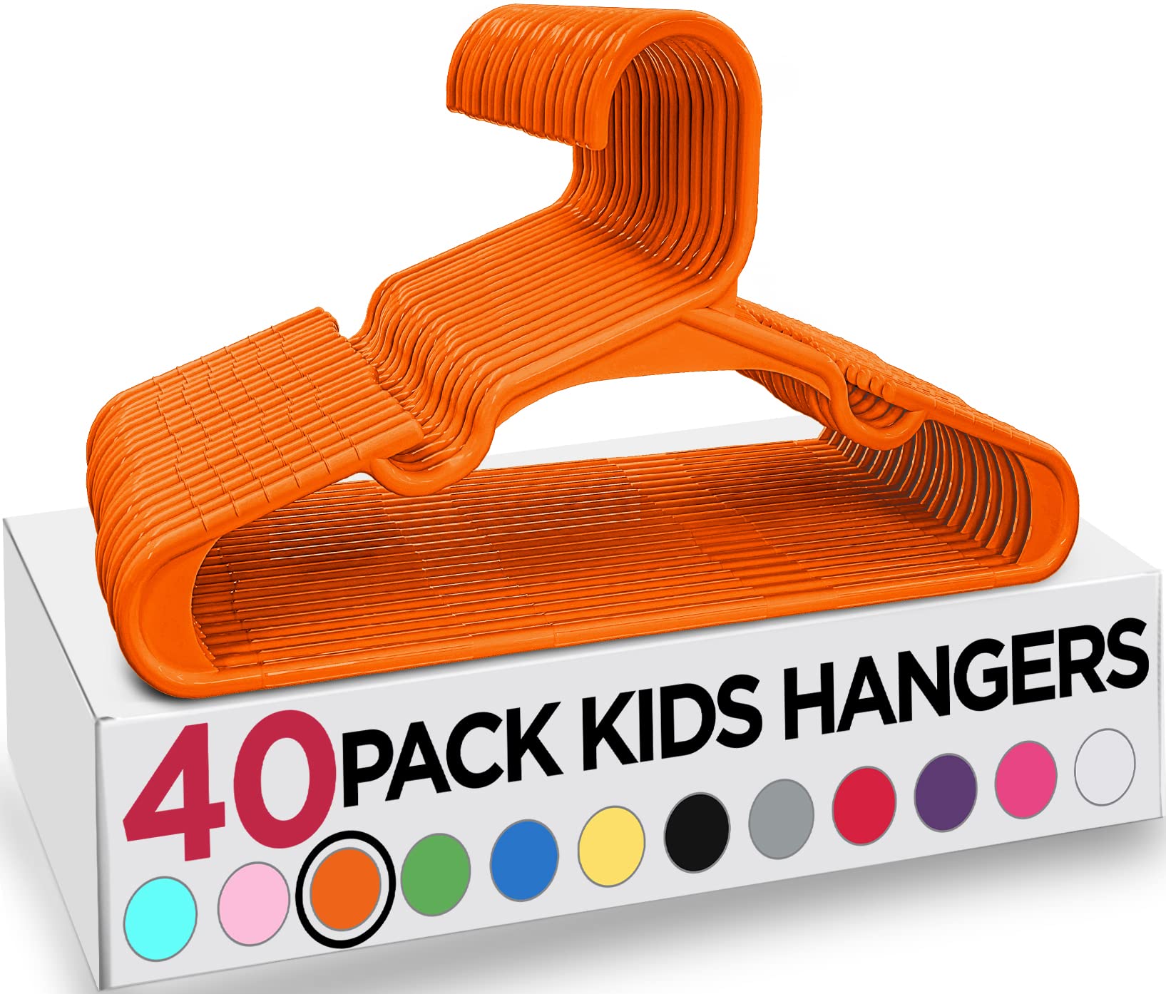 Utopia Home Plastic Kids Hangers for Clothes (Pack of 40) - Durable and Slim Baby and Children’s Hangers - Space Saving (Orange)