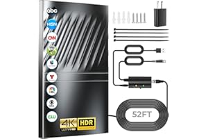 GOXIS 2024 Upgraded 1900+ Miles Range TV Antenna-Digital TV Antenna for Smart TV and Old TVs- HD Antenna for TV Indoor Outdoor with Amplifier and Signal Booster-52ft Coax HDTV Cable/AC Adapter