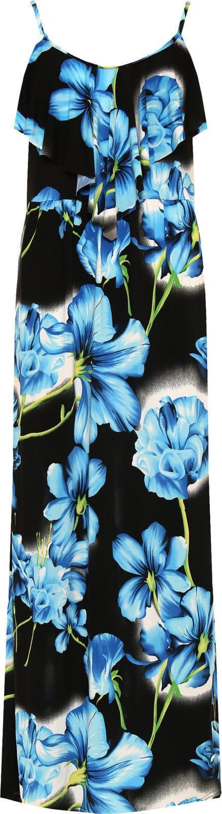 New Ladies Floral Print Strappy Sleeveless Stretch Long Maxi Womens Dress Plus Size 14-28