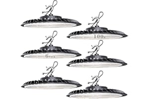 bulbeats 6Pack 100W UFO LED High Bay Light,14000lm (Eqv.400W MH) High Bay LED Lights, 5000K LED Shop Lights, Plug and Play UFO Ligthts Energy Saving Upto 760KW*6/Y(5Hrs/Day) -ETL Listed