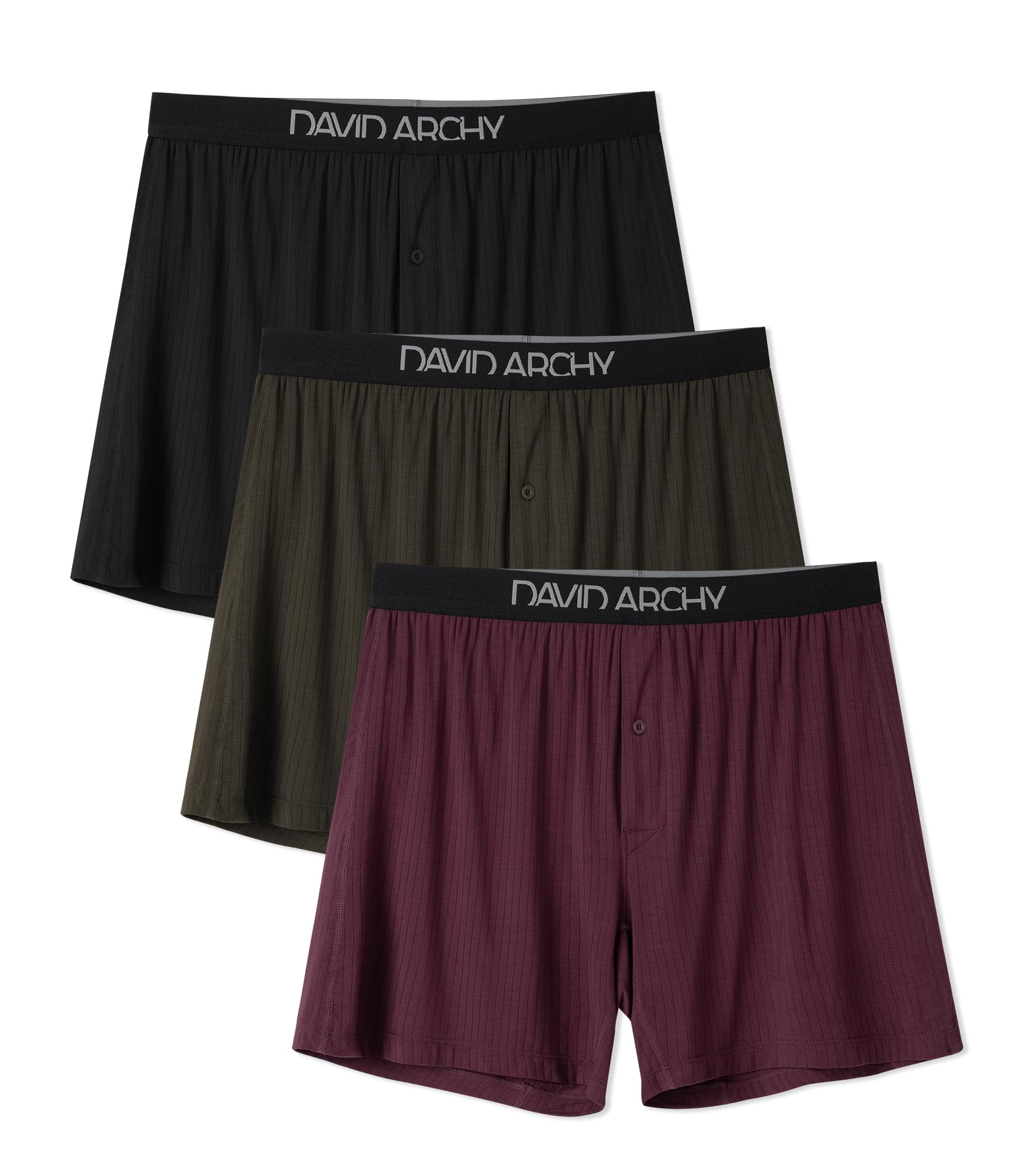 DAVID ARCHY Men's Underwear Bamboo Rayon Boxers Breathable Textured ...