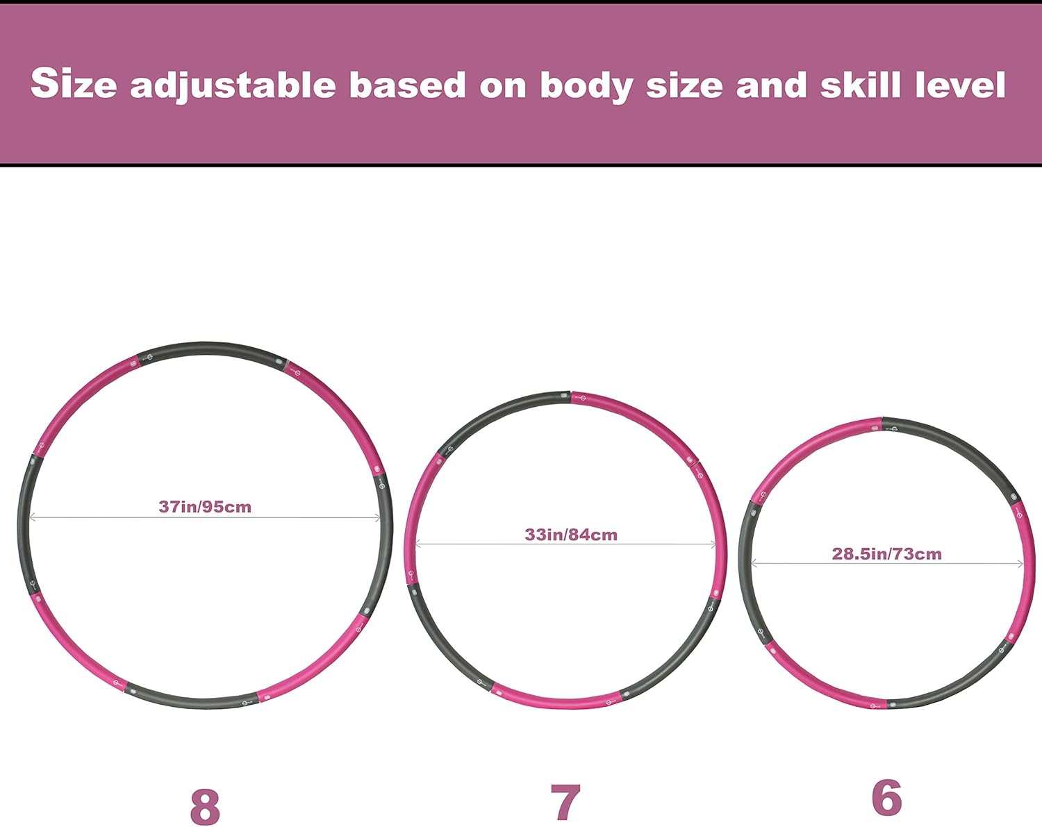 Better Sense Hoola Hoop for Adults - 8 Section Detachable Hoola Hoops, 2lb Weighted Hoola Hoop for Exercise - Portable Smooth & Soft Padding Weighted Hula Hoop with Jump Rope & Resistance Band: Toys & Games