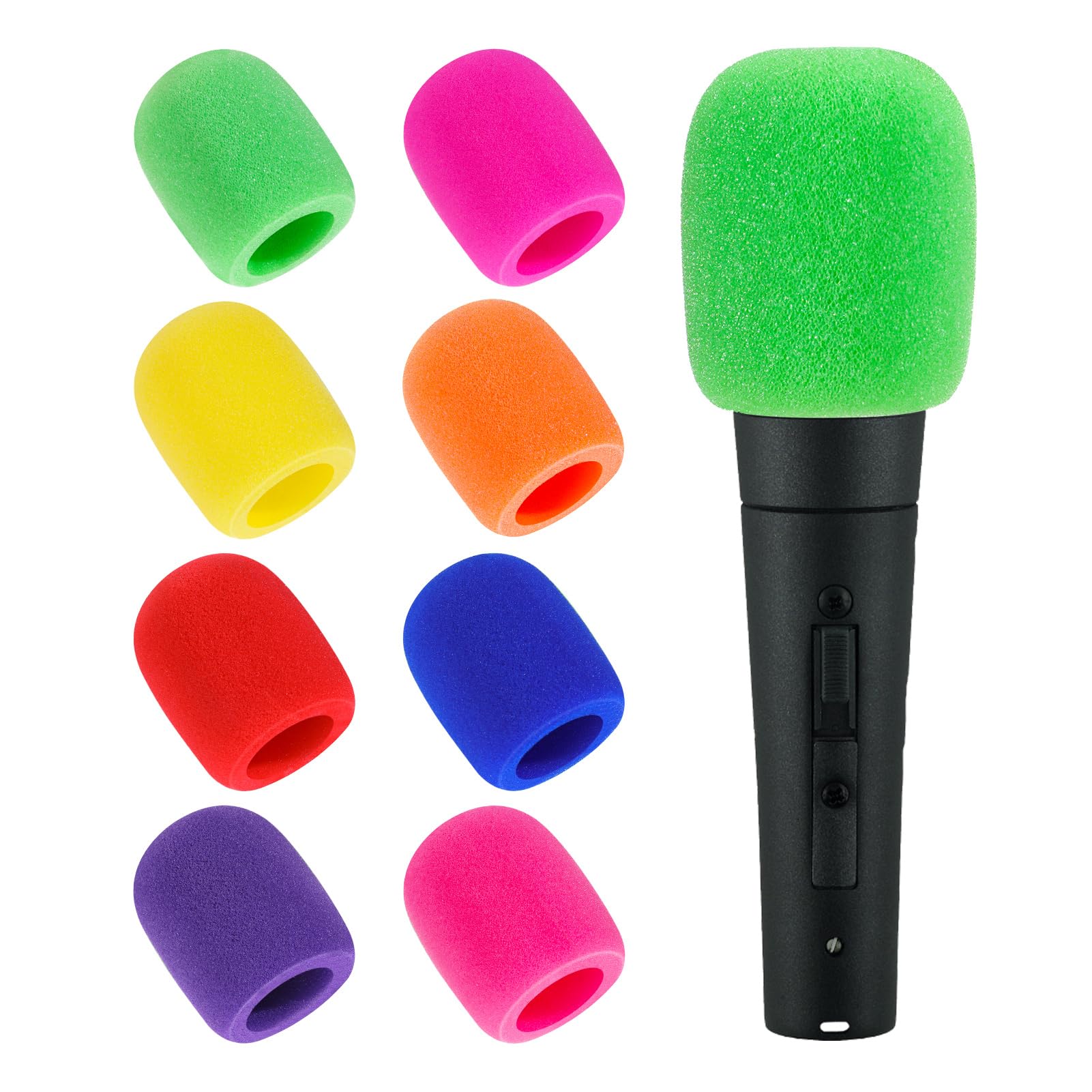 Invalidism 8 Pack Microphone Foam Cover, Colorful Handheld Windscreen Pop Filter for KTV Stage Device Performance