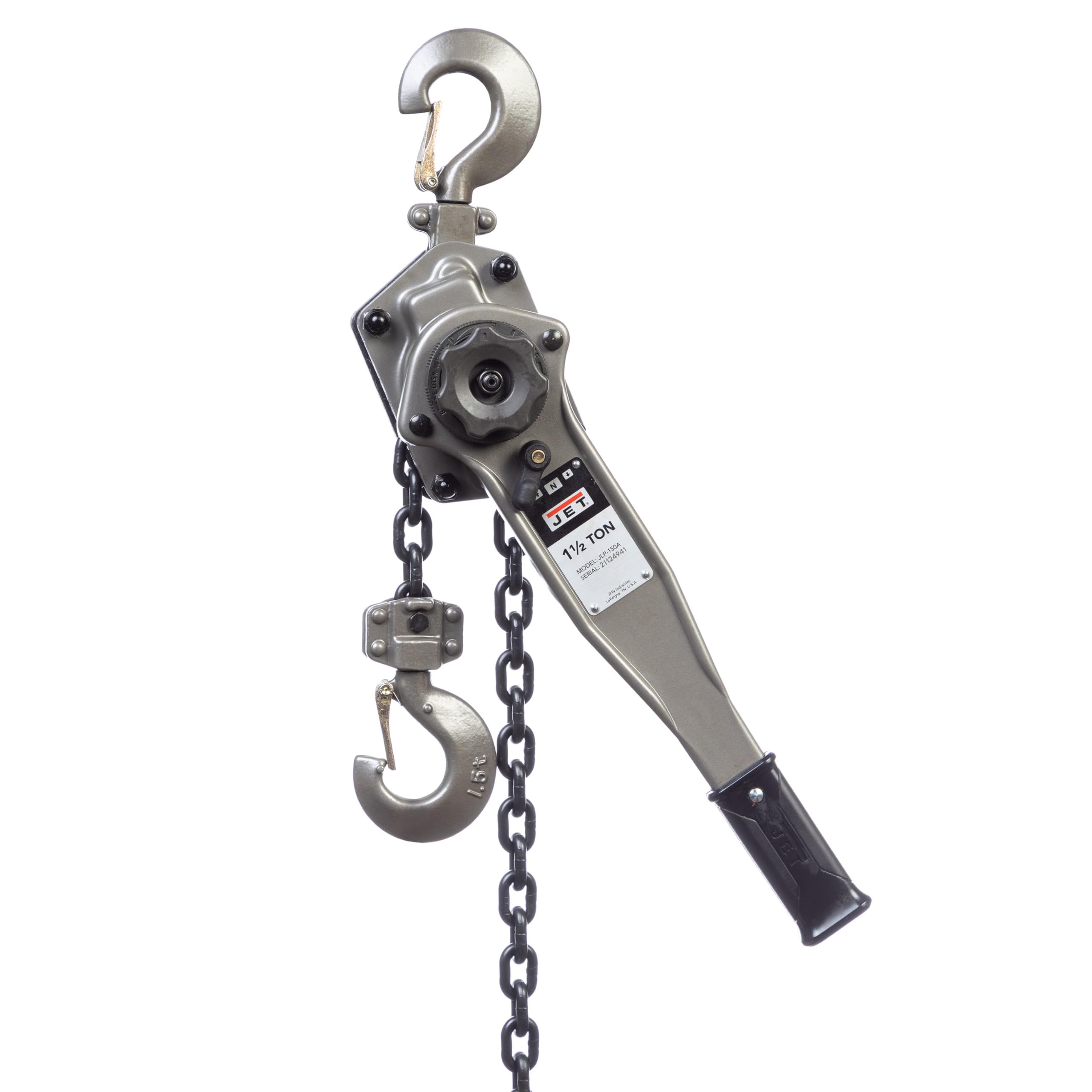 JET 1-1/2 Ton Lever Hoist, 5' Lift, Shipyard Hooks (JLP-150A-5SH) Image