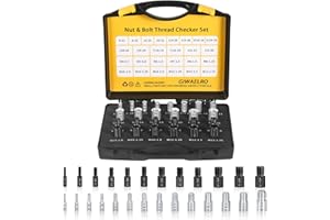 Giwaelro Nut and Bolt Thread Gauge - 26 PCS Nut and Bolt Checkers Individually Storaged in Case (14 Inch & 12 Metric) Specially Suitable for Size Check on Tricky and Narrow Area