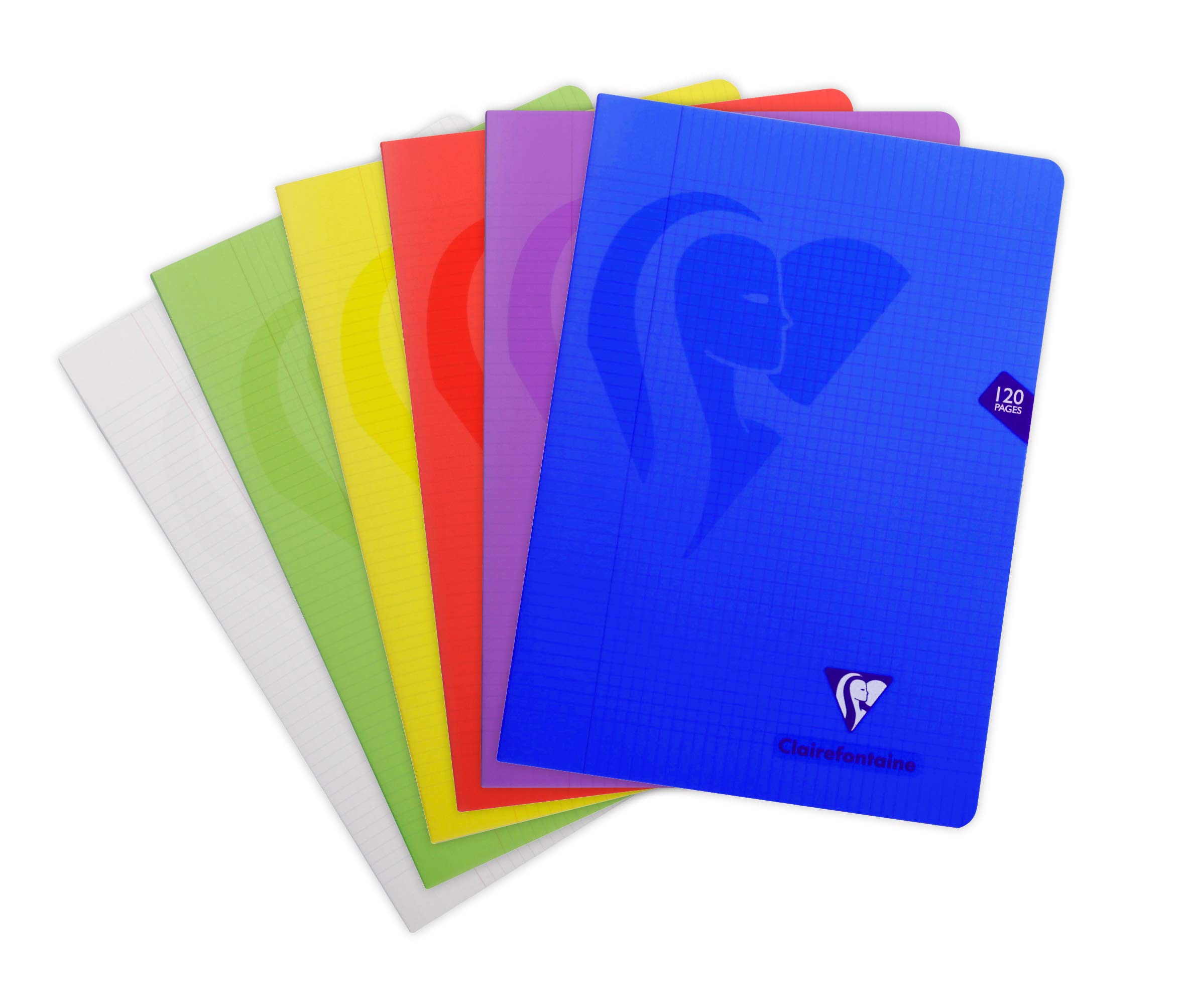 Clairefontaine 303522CPack - Pack of 10 Mimesys Notebooks, A4, 21 x 29.7 cm, 120 Pages Small Squares with 90 gsm Margin, PP Cover, Assorted Colours, 1 Pack