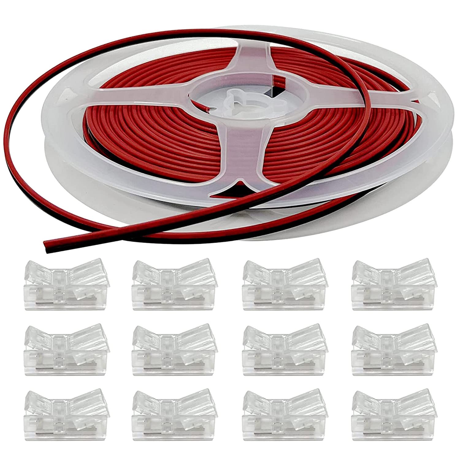 GTIWUNG 3528 2835 2 Pin Solderless LED strip to lead Connector Kit, Includes 6 Meters Extension Cable
