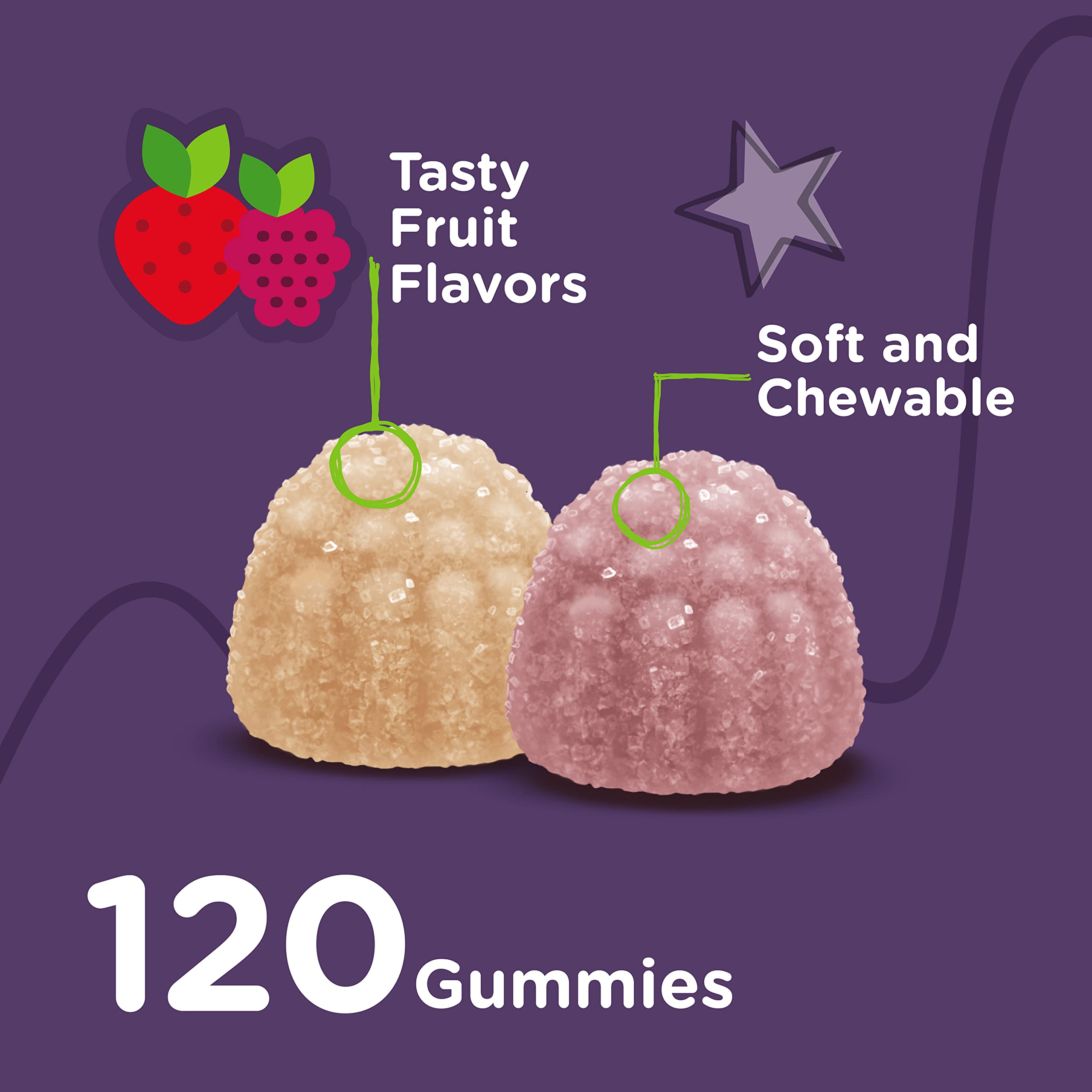 Kids Calcium Gummies with Vitamin D3 - Supports Bone Health & Tooth Health - Naturally Sourced Calcium 500mg Plus Vitamin D3 1000iu - Gluten Free, GMO Free - Tasty Chewable Fruit Flavored Gummy