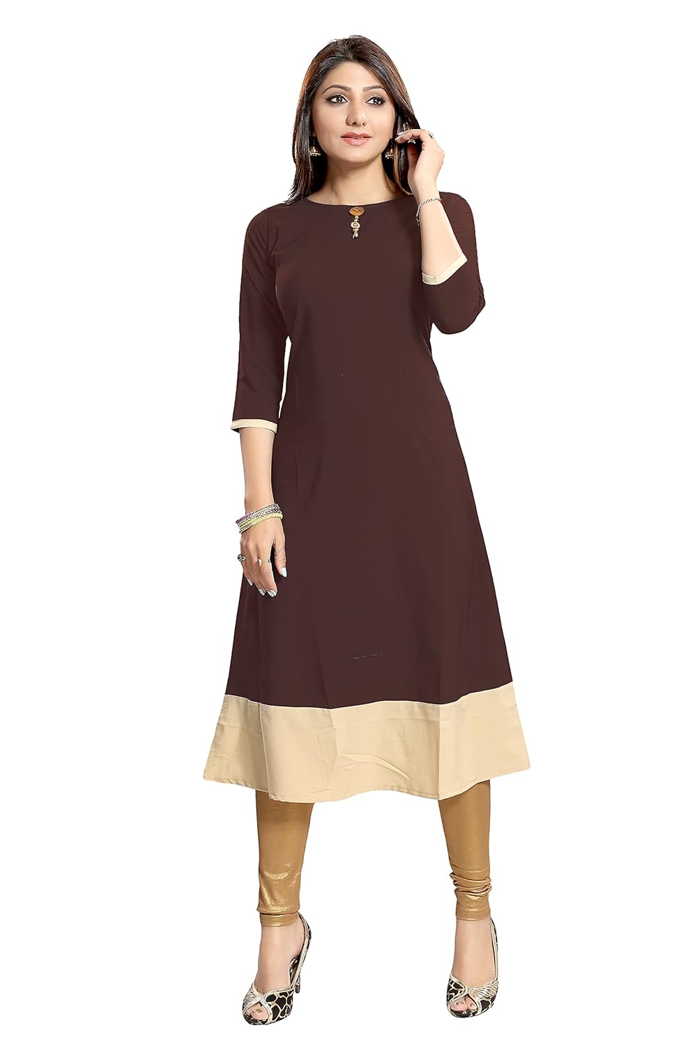 alc creation women's faux crepe a-line kurti