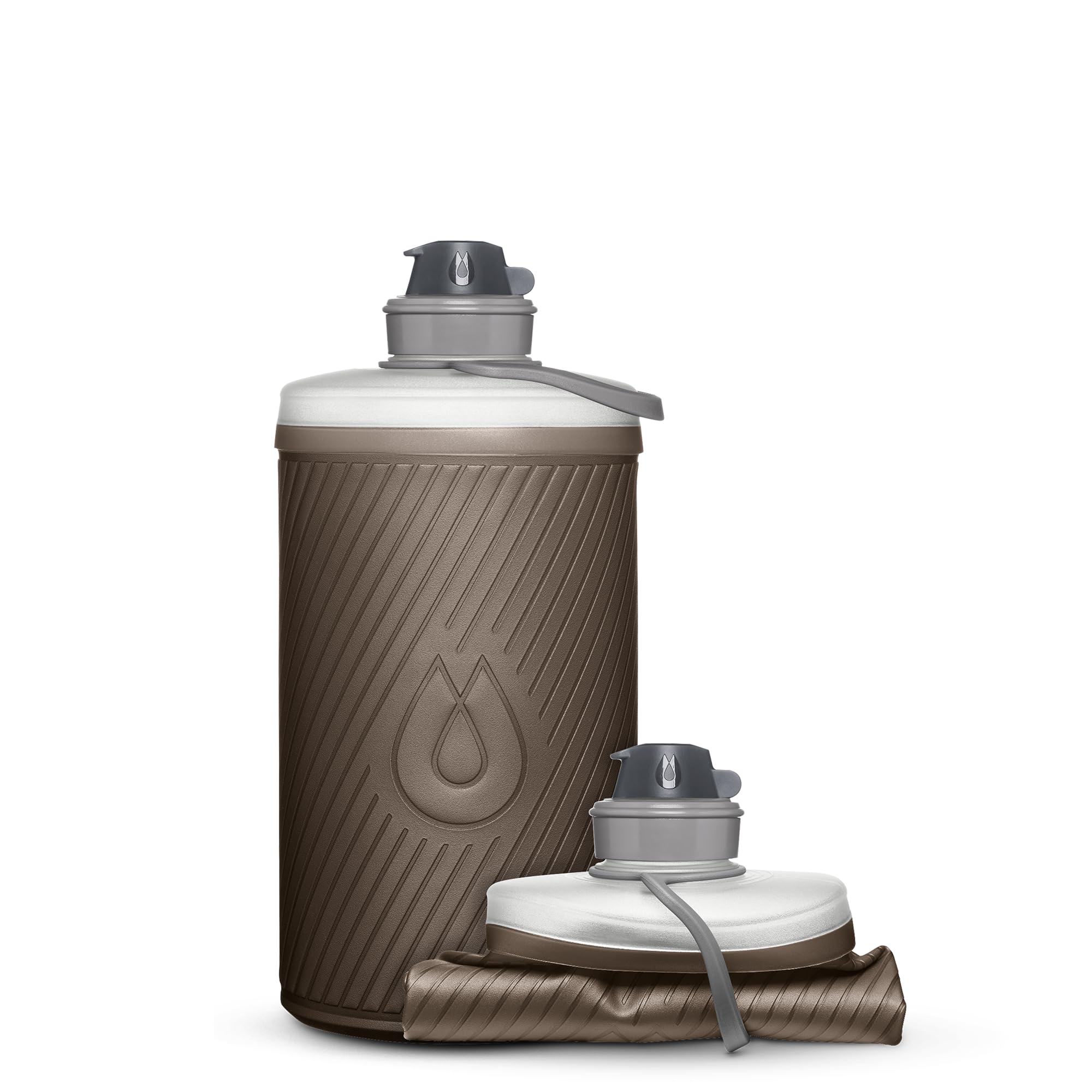 HydraPak Flux - Collapsible Backpackers Water Bottle (1.5 Litre) - BPA-Free, Ultralight, Leak-Proof Twist Cap - Mammoth Grey