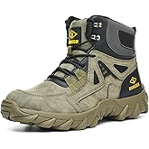 DINGGU Steel Toe Boots for Men Safety Work Boots Comfortable,Indestructible Industrial & Construction Shoes Mens Composite Toe Boots