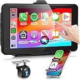 Podofo Wireless Carplay Screen for Car with Apple Car Play HD Rear Backup Camera, 7inch HD IPS Portable Android Auto Touchscr