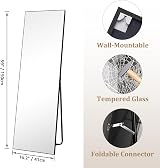 Hoikwo Full Length Mirror 59x16 in Black Frame Standing Wall Mountable 150x41 cm view 3