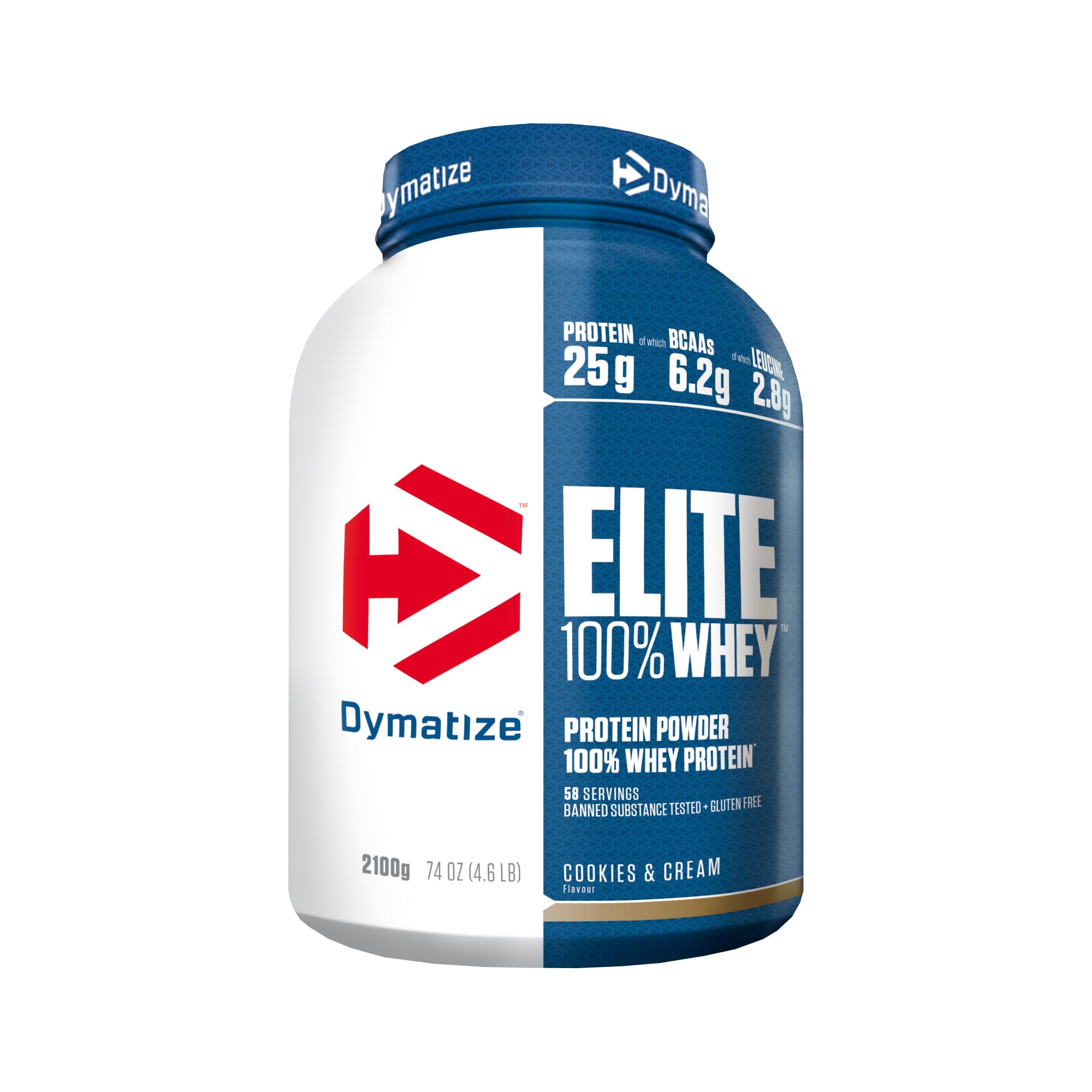 Dymatize Elite Whey Cookies & Cream 2,1 kg - High Protein Low Sugar Powder + Whey Protein and BCAAs