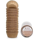 Gifbera Natural Mini Cupcake Liners Odorless Greaseproof Paper Muffin Baking Cups 300-Count, Natural Color
