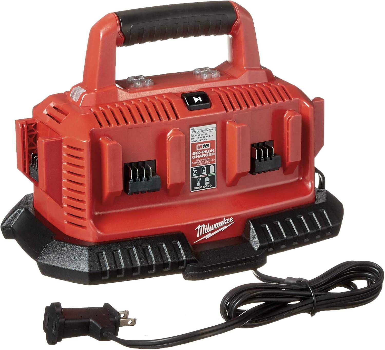 Milwaukee 48-59-1806 M18 Six Pack Sequential Charger - Cordless Tool Battery Chargers - 