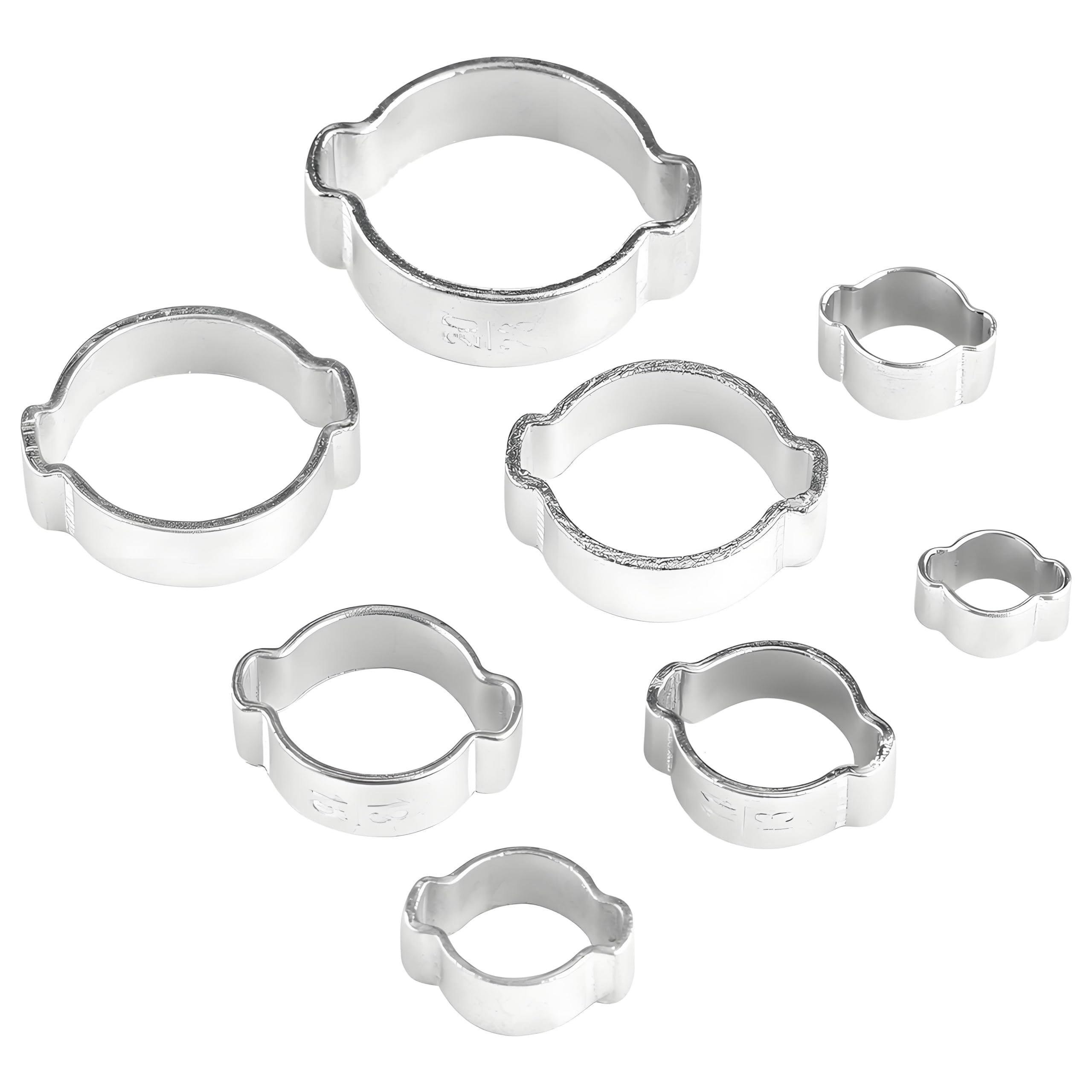 10pcs Two-Ear Hose Clamps Iron Galvanized O Clip Hose Clamps Zinc Plated Double Ear Hoops for Petrol Pipe Tube (9-11MM)