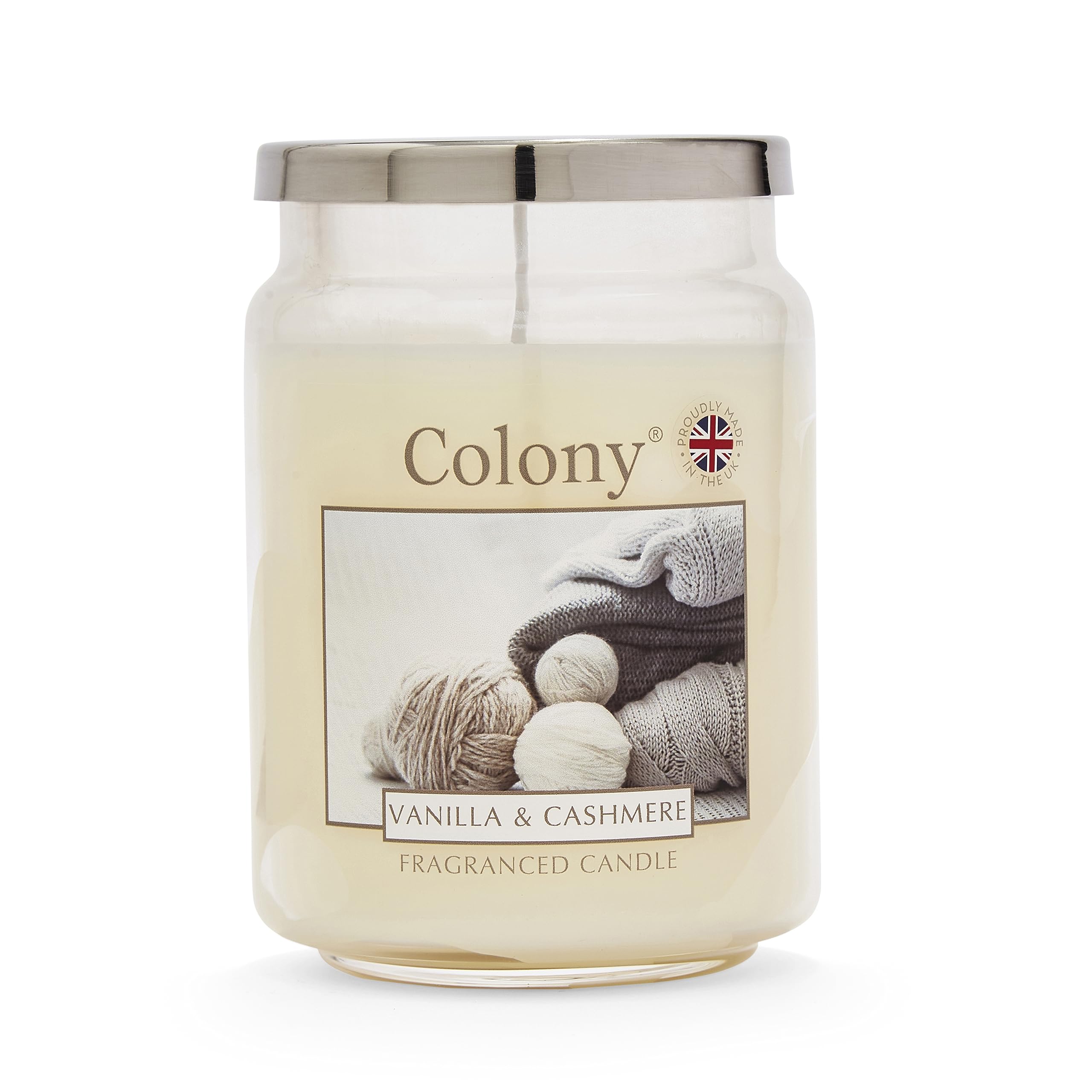 Wax Lyrical, Colony Vanilla & Cashmere Large Candle, Burn Time of Up 100 Hours, White