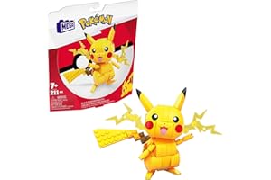 MEGA BRANDS MEGA Pokémon Building Toys Set Build & Show Pikachu with 205 Pieces, Articulated and Poseable, 4 Inches Tall, for Kids