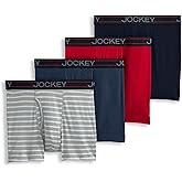 Jockey Men's Underwear Lightweight Cotton Blend 5" Boxer Brief - 4 Pack