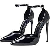 Elisabet Tang High Heels, Women Pumps D'Orsay Ankle Strap Pointed Toe Stiletto Heels Party Wedding Shoes