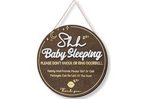 Woodamore Shhh Baby Sleeping Sign for Front Door - Please Do Not Knock Or Ring Doorbell Sign, Baby Sleeping Door Sign, No Knocking Door Sign, No Soliciting Do Not Knock Sign