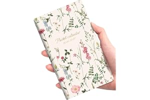 SUNEE Pocket Calendar 2026-2027 - Two Year Monthly Planner Small Calendar 3.5" x 6" Organizer for Daily & Yearly Schedule - Compact Agenda Notebook for School, Work, Women, Wildflowers