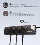 PIBEEX 5M Extension Lead with USB 3 Way Power Strip 13A 3250W Black view 3
