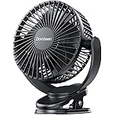 Dorobeen Portable Clip on Fan, Battery Powered, 3 Speed Quiet Rechargeable Mini Desk Fans, 360° Rotate for Home Office Stroller Camping Golf Cart (BLDC Motor)