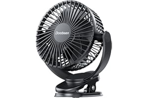 Dorobeen Portable Clip on Fan, 5000mAh Battery Powered Fan, 3 Speed Quiet Rechargeable Mini Desk Fan, 360° Rotate Personal Cooling Fan for Home Office Stroller Camping Golf Cart Fan (BLDC Motor)