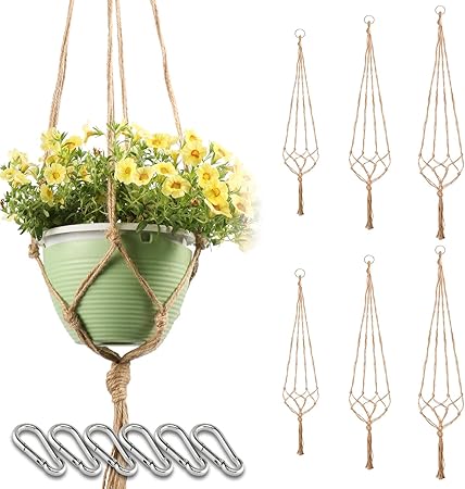 Amazon Com Uneede 6 Pcs Macrame Plant Hangers Indoor Outdoor