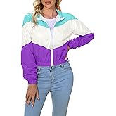 LAOARA Women’s Lightweight Windbreaker Sport Jacket Zip Up Color Block Coat Casual Long Sleeve Jogging Outerwear