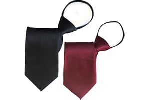 Fhspw 2 Pieces Pre-tied Ties for Men Zipper Neckties Set for Business Wedding Parties Dating, 18” Zip Up Tie