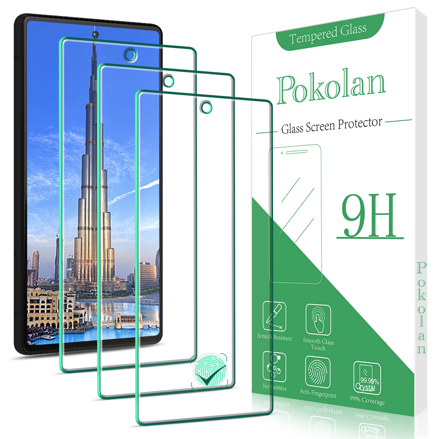 Pokolan 3 Pack Screen Protector for Google Pixel 6 Tempered Glass, 9H Hardness, Case Friendly, Bubble Free, Anti Scratch, Ultra Resistant