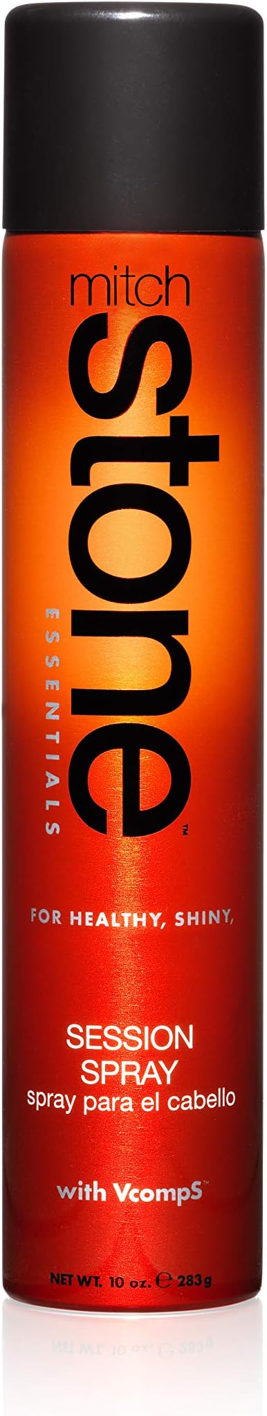 Mitch Stone Session Spray Hairspray - 10 oz. Medium Hold, Flexible, Brushable, Working Hair Spray For Evening Looks, Iron Curls, Heat Styling, Roller Sets. Adds Hold and Control, Body, Adds Root Lift