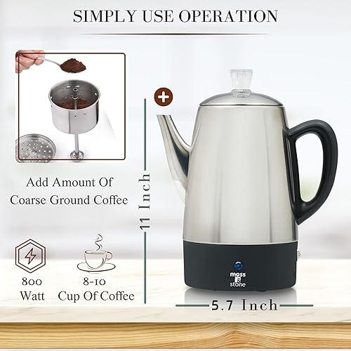 Elite Gourmet Stainless Steel Maxi Matic Elite Percolator Premium