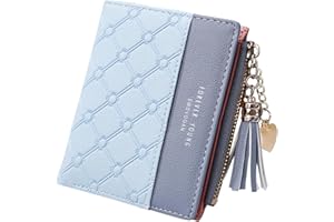FuninCrea Leather Wallet, PU Small Purses for Women, Bifold Card Holder Small Purse with Zipper Coin Pocket, Multicard Women'