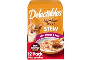 Hartz Delectables Non-Seafood Stew Lickable Wet Cat Treats, Chicken & Beef, 1.4 Ounce (Pack of 12)