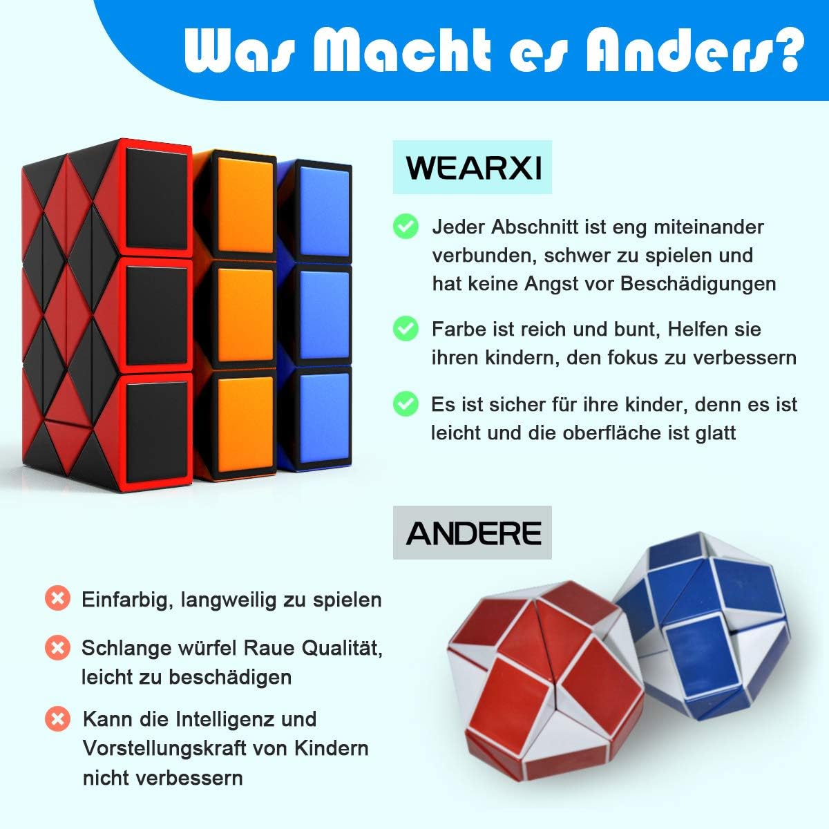 WEARXI Party Bag Fillers for Kids 12 Packs 24 Blocks Magic Snake Cube, Fidget Toys for Kid Party Bags Kids Party Bag Fillers - Image 4
