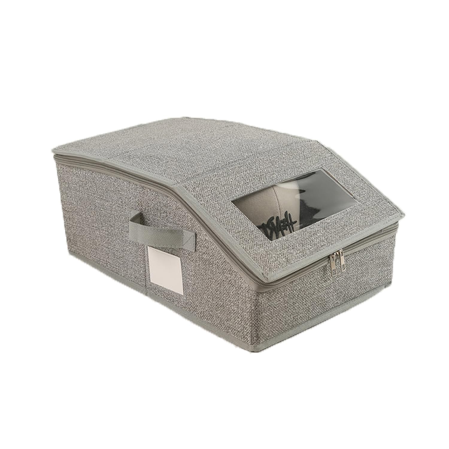 Photo 1 of 1 Pack Hat Storage Box with Zipper & Carry Handle - Holds 12 Baseball Cap Organizer, Hat Organizer with Reinforced Cardboard Frame, Stackable Closet Organizers and Storage
