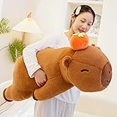 PEACH CAT Persimmon Capybara Plush 23.6" Long Capibara Stuffed Animal Cute Plushies Toys Gifts for Kids Brown