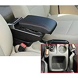 MyGone Center Console Armrest Box for 2009-2012 Focus 2 MK2, Car Interior Accessories Leather Arm Rest Organizer with LED Lights Adjustable Cup Holder Removable Ashtray Black