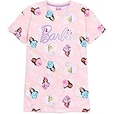 Barbie Girls Nightdress Pajama | Kids Pink Short Sleeve Nightie | Fashion Doll & Unicorn All Over Print Graphic Nightgown